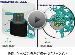 図3. ケース2の洗浄の様子(アニメーション)