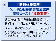 【無料体験講座】OpenFOAM技術者養成講座　基礎コース1（操作実習）