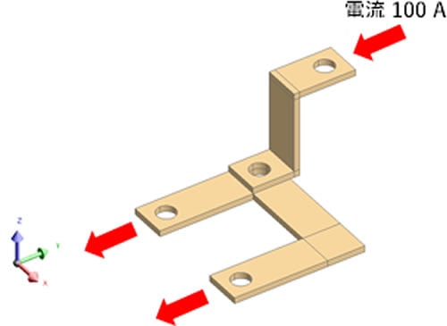バスバーの磁界－熱伝導連成解析
