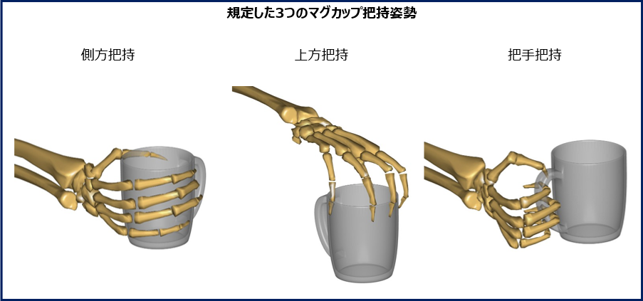 異なるマグカップ把持姿勢における手指部の力学的負荷を定量化