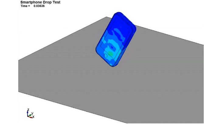 スマートフォンの落下衝撃解析